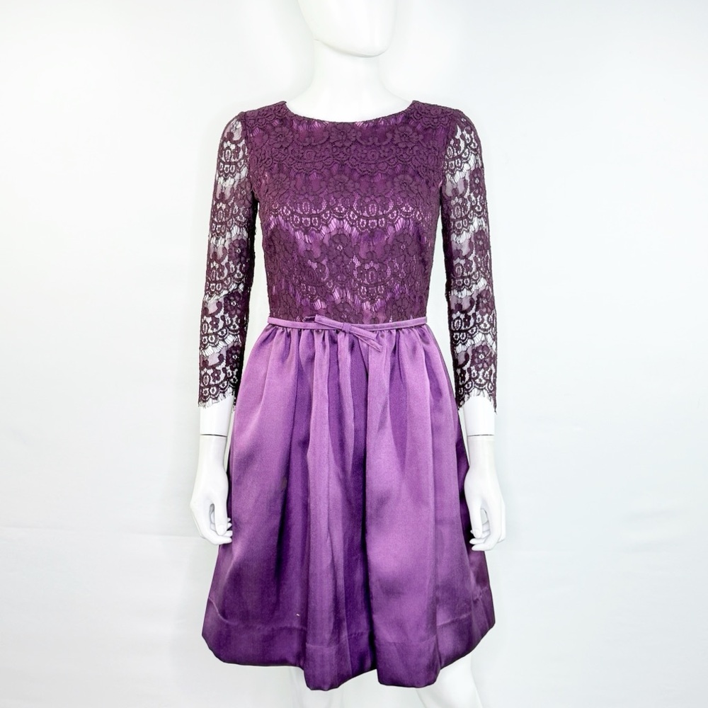 ERIN Erin Fetherston Purple Lace Fit & Flare Dress Size 0 Formal Party Cocktail